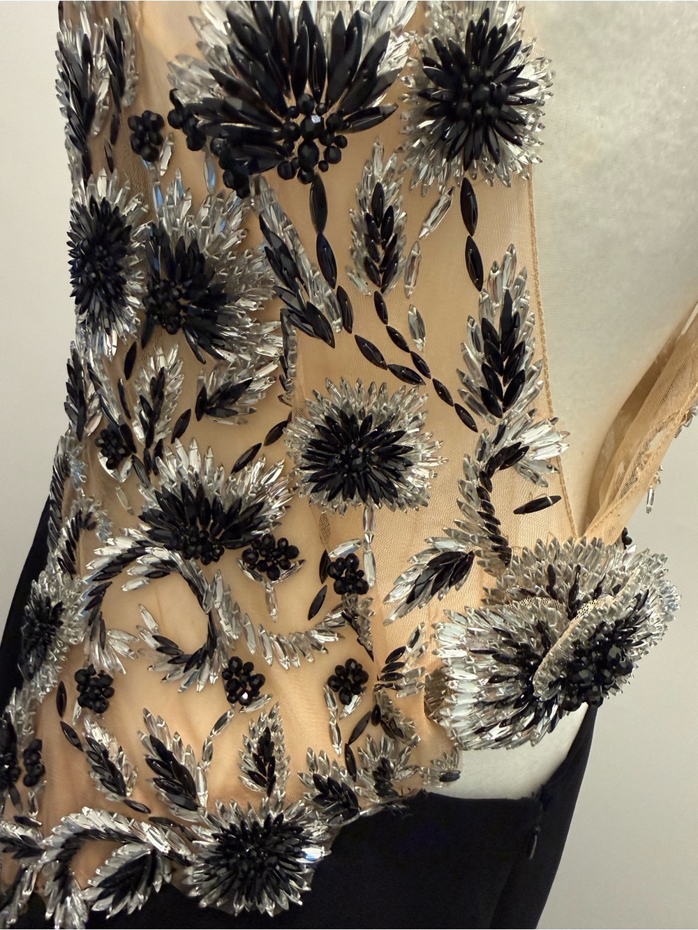 Tarik Ediz Black Silver Lace Applique Evening Gown Prom Gala Pageant 12 - Picture 5 of 16
